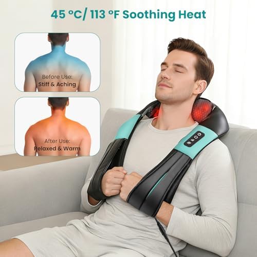 Nekteck Shiatsu Neck Massager with Heat for Pain Relief, NOT Cordless