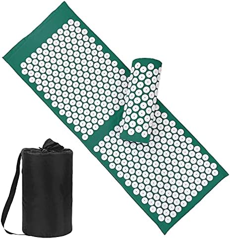 XiaoMaGe 47" Acupressure Mat and Pillow Set with Carry Bag (Green)