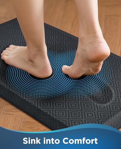 Ophanie Kitchen Mats for Floor 20x60 Black & 20x32 Grey