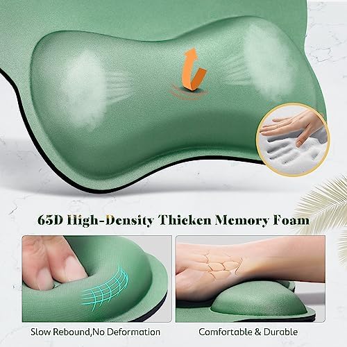 Gimars Ergonomic Mouse Pad Wrist Support, Upgrade Enlarge Superfine Fibre Soft Smooth Keyboard Wrist Rest, Comfortable Memory Foam Wrist Rest for Pain Relief, Computer, Gaming, Office,Dark Green