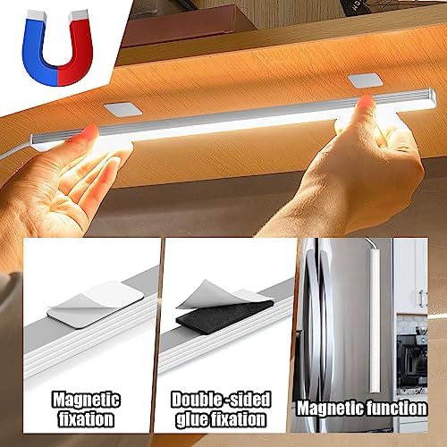 GLVSAE Under Cabinet Lighting, 12 Inch Plug in Light Bar, LED Keyboard Lights, 6000K Cool White Light, Ultra Thin Dimmable Light Bar, Suitable for Kitchen/Desk/Closet/Workbench