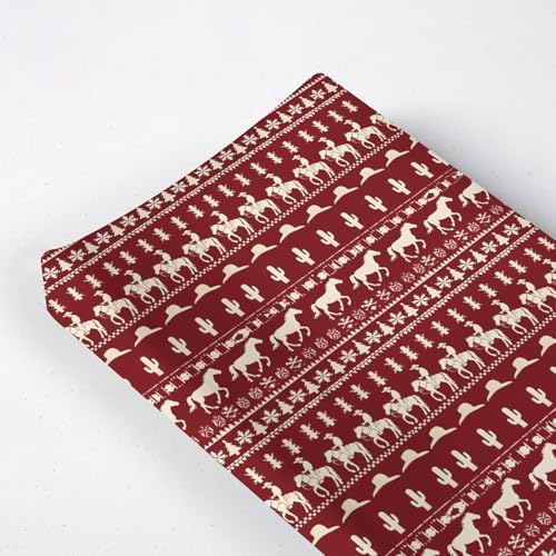 Christmas Western Theme Cactus Horses Winter Holiday Trees Snowflakes Pattern Baby Changing Pad Cover, Unisex Christmas Nursery Diaper Changing Table Pad Mat Sheet for Boys Girls-16x32