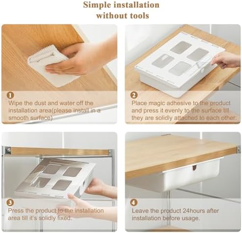 FRETONBA Under Desk Drawer for Stationery, Adhesive Slide Out, Large