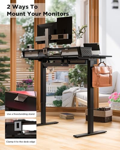 FiCiHi 55x24 Inch Electric Standing Desk, 4 Drawers, Adjustable Height Desk