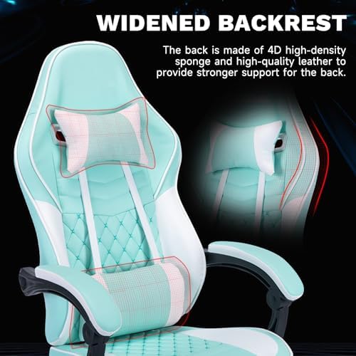 Blue Ergonomic Gaming Chair for Adults with Footrest and Massage
