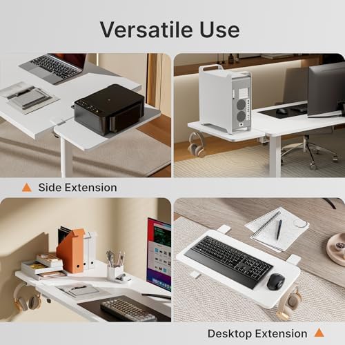 PEGZONE Desk Extender Tray, 24" x 12", with Laptop Holder, Medium, White