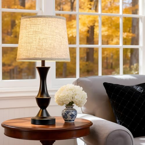 Luvkczc Table Lamp Set of 2, 19" Farmhouse Vintage Bedside Lamps