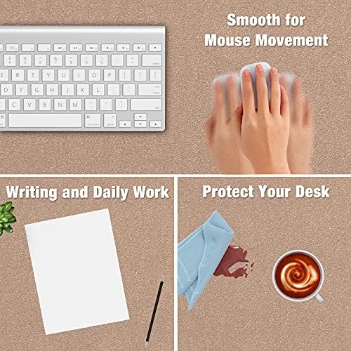 Hsurbtra Desk Pad, 30" x 14" PU Leather Desk Mat, XL Extended Mouse Pad, Waterproof Desktop Blotter Protector, Non-Slip Ultra Thin Large Laptop Keyboard Writing Mat for Office Home, Rose Gold