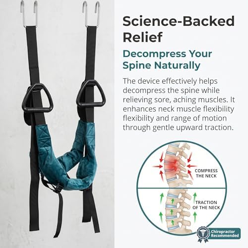 Neck Stretcher Cervical Traction Device for Spine Decompression, Portable Hammock for Home, Office, or Travel