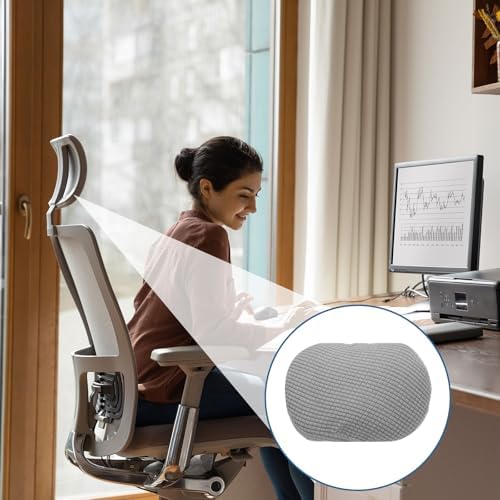 uxcell Office Chair Pillow Cover, Office Chair Headrest Attachment Removable Headrest Protector for Home Desk Computer Chairs, Light Gray