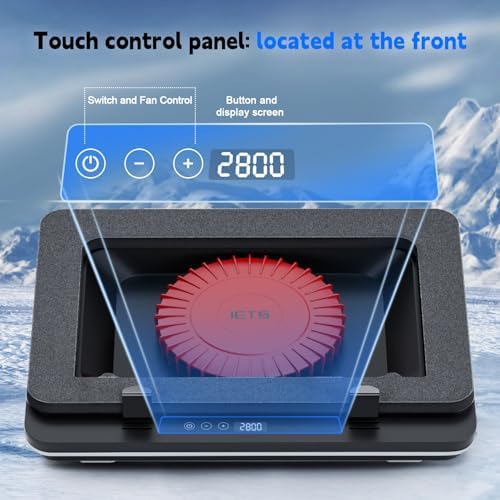 IETS GT600 Laptop Cooling Pad Equipped with Gigantic Turbo-Fan（5.5inch Diameter）,Sealed Foam for Rapid Cooling Gaming Laptop,14.1-19.3 inch Laptop Cooler with 3-Port USB Hub,Dust Filter,Touch Start