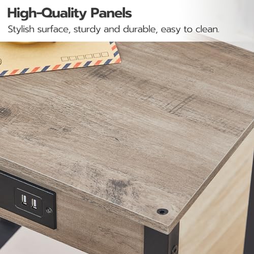 HOOBRO Side Tables Set of 2 with Charging Station, 2-Tier Small End Tables
