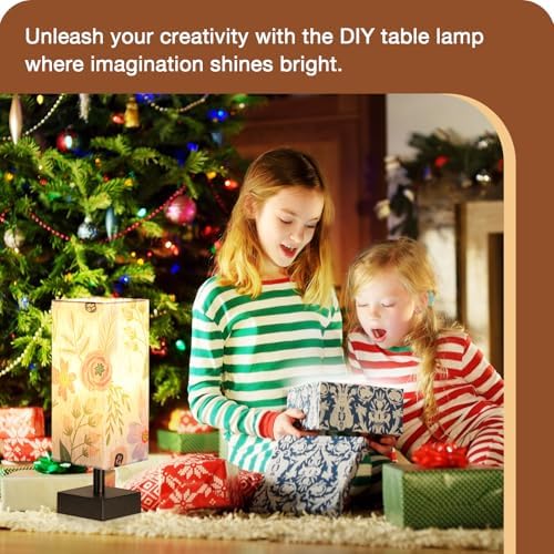 aooshine Small Bedside Table Lamp for Bedroom - Square Floral Fabric Shade