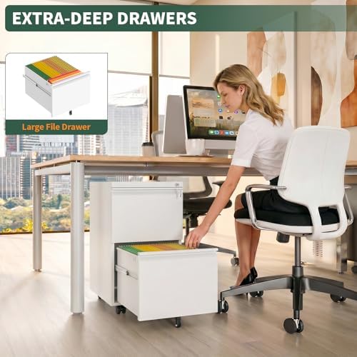 Small File Cabinet for Home Office,Metal Mobile Organizer Letters/Legal/A4