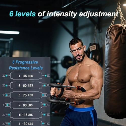 Twister Arm Trainer,Adjustable 6 Resistance Levels (45-130 lbs) Chest , Portable Chest & Arm Workout Equipment with High-Tensile Steel Spring for Forearm, Triceps, Power Twist Training