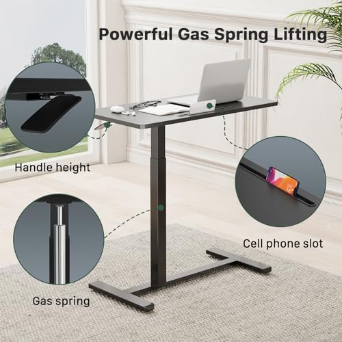 Gibbon Mounts 32” Rolling Mobile Standing Desk, Bedside Table with Wheels