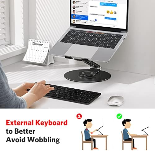 OMOTON Adjustable Laptop Stand for Desk 360° Rotating Base up to 17" Black
