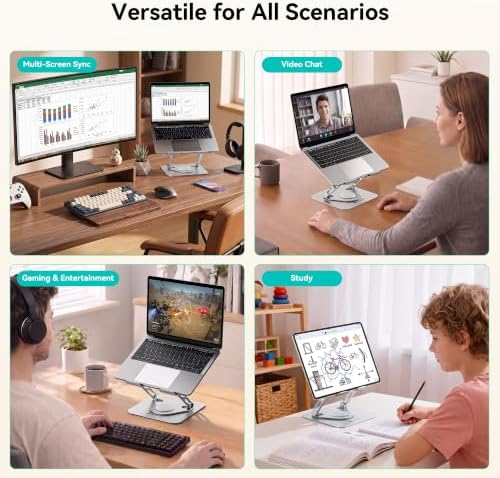 Yottamaster Adjustable Laptop Stand, 360° Rotating Aluminum Silver