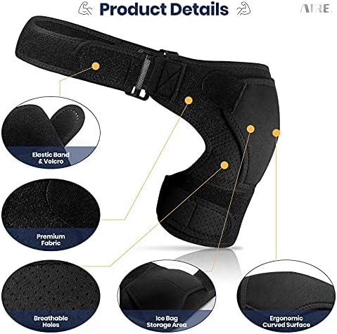 AIRE Shoulder Brace for Men and Women Recovery, Adjustable Shoulder Support for Rotator Cuff, AC Joint Pain Relief, Arm Sling for Injury, Perfect Fit Arm Compression Sleeve (One Size Regular)