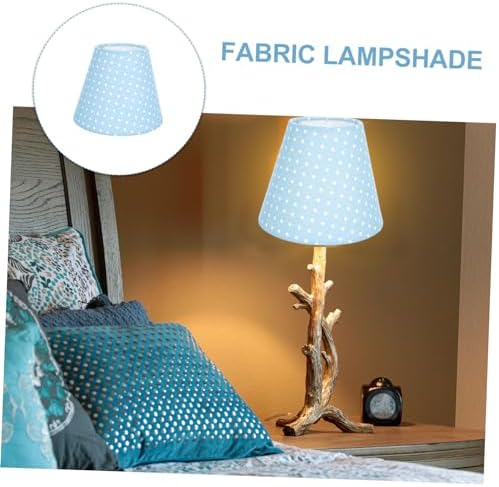 Creative Blue Polka Dot Cloth Lampshade Cover Bottom Bracket Soft Light Filter Home Decor Accessory for Bedside Floor Wall Lamps