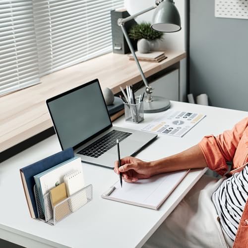 2Pcs Mail Organizer for Desk, 3-Slot Mesh Metal Mail Holder Countertop