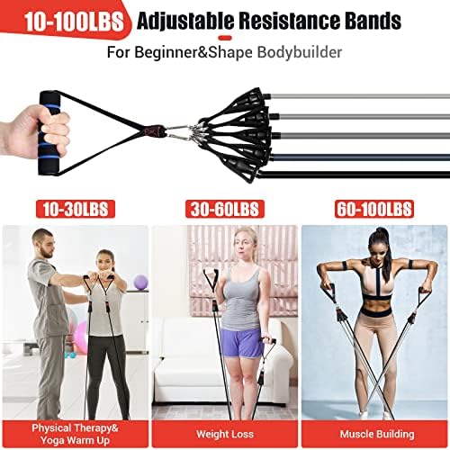 Resistance Bands with Handles for Women, 5 Level Exercise Bands