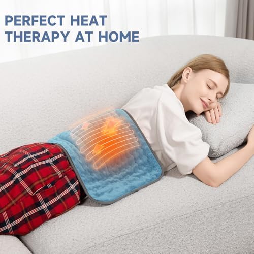 Electric Heating Pad for Back and Shoulder Pain Relief, Soft Heat Blanket with 6 Heat Levels & 4 Timers, Moist/Dry Heat, Auto Shut-Off, Washable Heat Pad, Ideal Gifts for Men & Dad