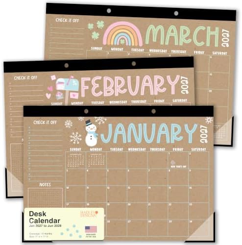 Large Desk Calendar 2027 - Desktop Calendar 2027-2028