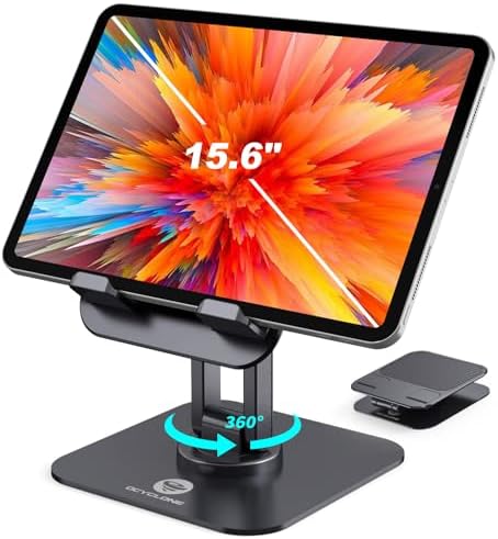 OCYCLONE iPad Stand, 360° Rotating iPad Tablet Stand Holder for Desk, Black