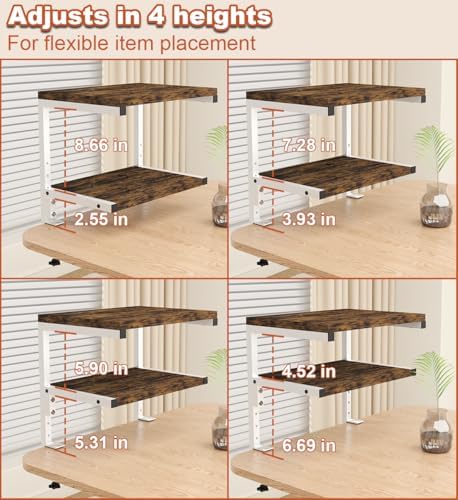Mondazie 2-Tier Adjustable Desk Shelf Organization, White