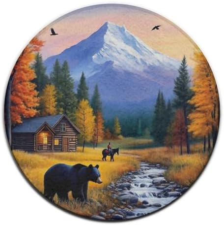 Women's Large Home Decor Mat, Soft Round Yoga Carpet, Non Slip Machine Washable Home Office Circle Rug Bears