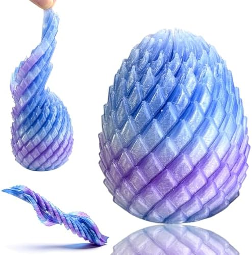 3D Printed Fidget Toys, Twisty Fidget Dragon Egg, Spiral Slippery Egg Toy