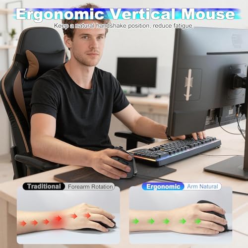 TRELC Wired Gaming Mouse with 5 D Rocker, 10000 DPI/11 Programmable Buttons, Vertical Ergonomic Mouse with On-Board Memory, Optical Computer Mice for PC/Laptop/E-Sports/Gamer