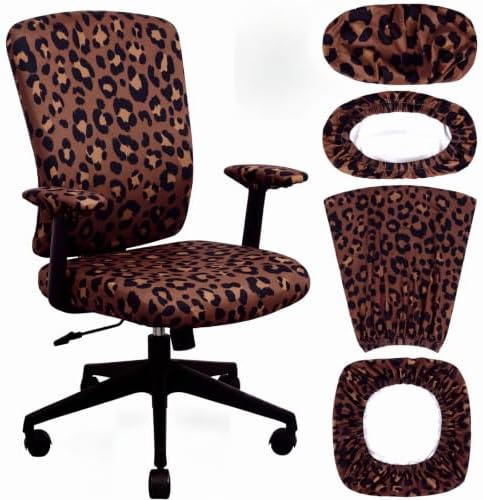 Suncalla 4 Pcs Cheetah Printed Office Chair Covers Leopard Desk Chair Cover