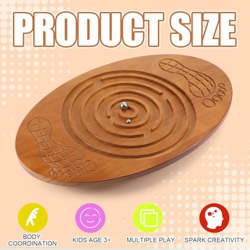 Jellyarch Maze Balance Board with 2 Bead Wobble Wood Board for Leg Workout