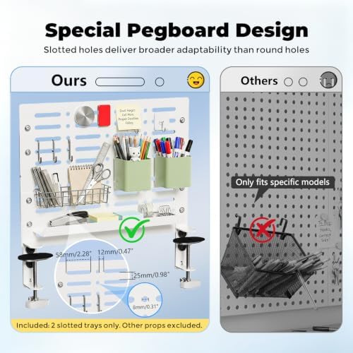 JOY worker 4-in-1 Clamp-on Above or Under Desk Pegboard & Cable Management