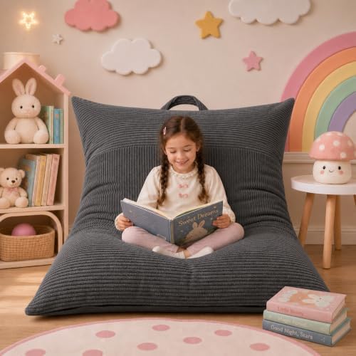 HUGHEAVEN Comfy 3-in-1 Kids Bean Bag Chair, Removable Cover Floor Chair