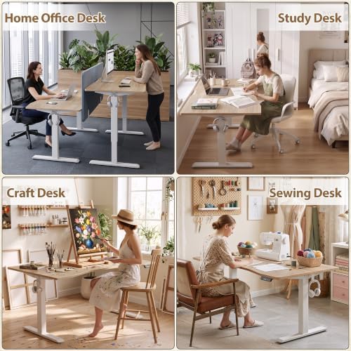TIQLAB 47x30 Extra Deep Standing Desk with Cable Management, Maple