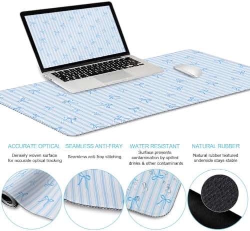LIMKRIAN Blue Striped Mouse Pad Set Large Desk Mat for Keyboard and Mouse