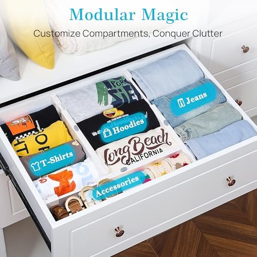 Vtopmart 4" High Drawer Dividers for Clothes, 11.3"-17" Expandable, 12 Pack