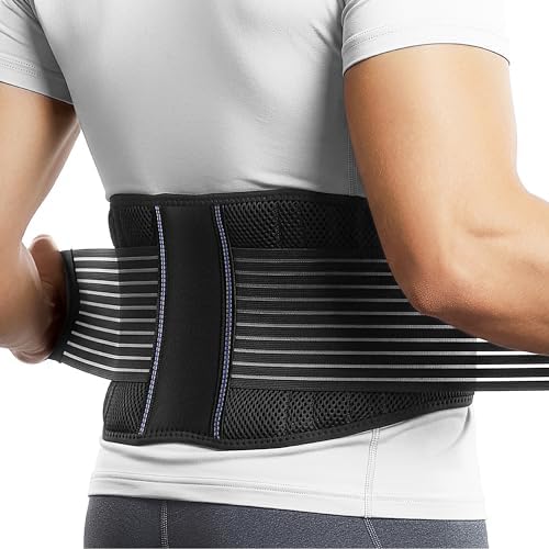 BraceUP Back Support Belt for Men and Women - Breathable Waist Lumbar Lower Back Brace for Sciatica, Herniated Disc, Back Pain Relief, with Dual Adjustable Straps (S/M 28-35 In)