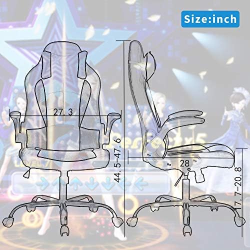Ergonomic Gaming Office Chair - High Back PU Leather Executive Desk Chair with Lumbar Support, Flip-Up Arms & Headrest - Adjustable Swivel Task Computer Chair for Adults-Camo