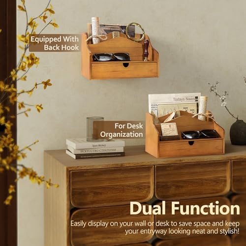 Rebee Vision Mail Organizer for Desk with 4-Slot Letter Office Decor,Yellow