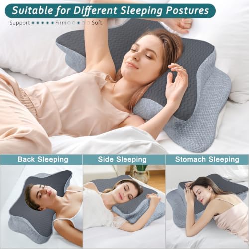 CHxxy Cervical Pillow for Neck Pain Relief, Memory Foam Pillows