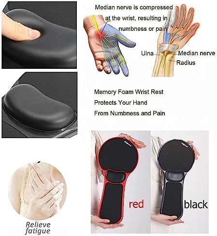LL-COEUR Memory Foam Arm Support Wrist Rest for Table and Chair, Ergonomic Armrest Desk Extender, Multifunctional Computer Mouse Pad (red)