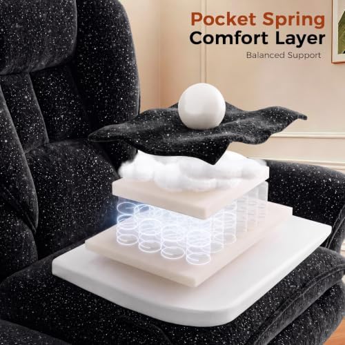 GTPLAYER Big and Tall Office Chair,Flip Armrests for Pets & Cross Legged Sitting,Executive Ergonomic Computer Gaming Chair with Foot Rest,Gliter Fabric Wide Seat Reclining Desk Chair