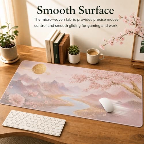 XXL Desk Mat 31.5x15.7 Inch Cherry Blossom Japanese Mouse Pad