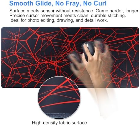 Large Mouse Pad,Non-Slip Rubber Base,[27.5x11.8IN] Computer Desk Mat for PC, Mac, Laptop - Stitched Edges and Smooth Surface for Office, Home, Work-70x30 Redline