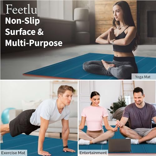 Extra Wide & Large Foldable Yoga Mat, 72" x 48", 6mm/8mm Thick