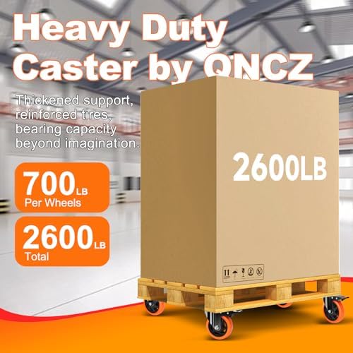 QNCZ 5 Inch Caster Wheel with Dual Brake, Heavy Duty, Silent, Set of 4